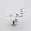 WHITE FLOWER MARQUISE THREADLESS (PUSH IN) 316L SURGICAL STEEL LABRET SET